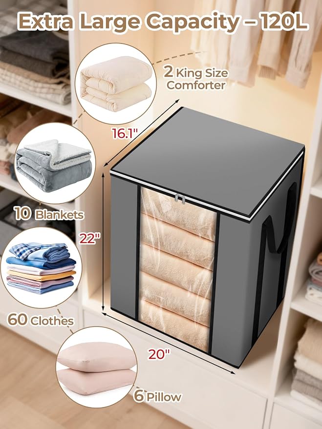 120L Extra Large Blanket & Clothes Storage Bags - Image 2