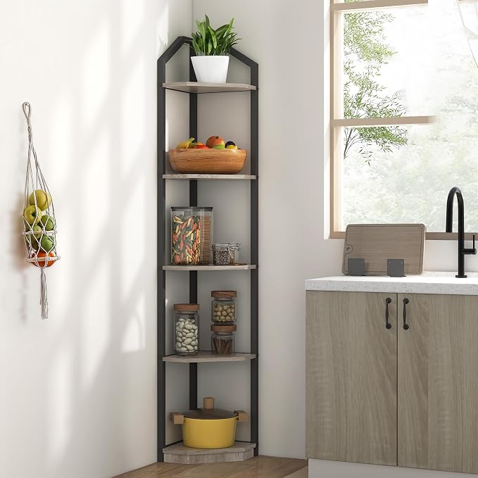 Fun Memories 5 Tier Corner Shelf, 70” Corner Shelf Stand, Corner Bookshelf - Image 5