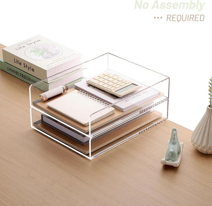 SANRUI Paper Organizer for Desk, Acrylic Stackable Letter Tray, Paper Sorter - Image 3