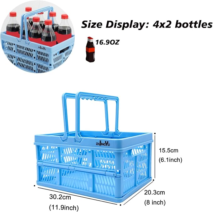 ZHJINGYU crates for storage, plastic baskets for organizing, collapsible - Image 2