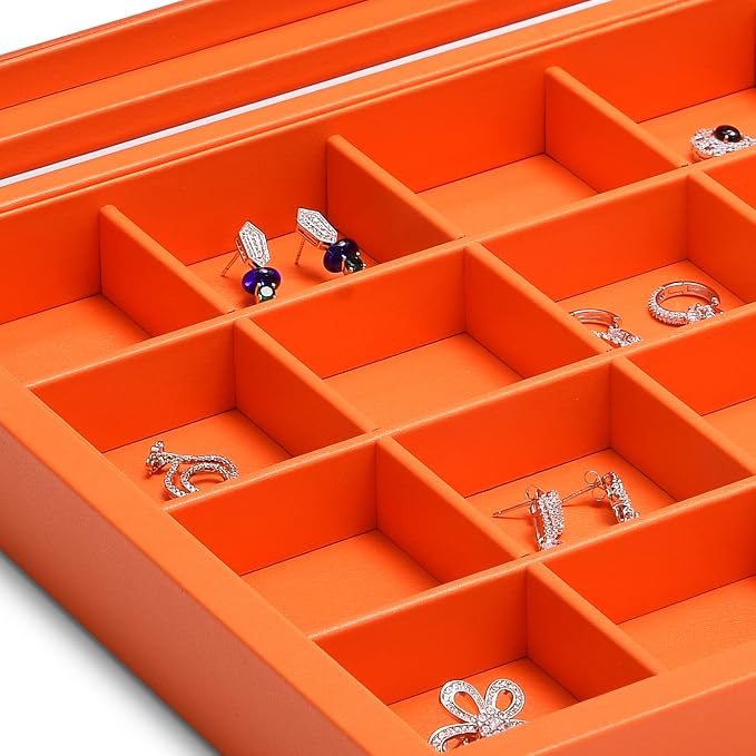 Oirlv 24 Grid Premium Leather Jewelry Organizer Tray - Image 3
