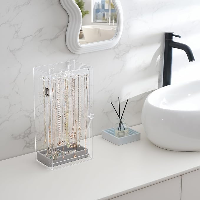 Lolalet Necklace Holder Organizer, Acrylic Jewelry Organizer - Image 5