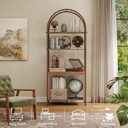 BREEZEHEAT 4-Tier Arched Bookshelf, Floor Standing Open Display Storage Shelf - Image 5