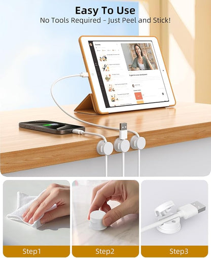 Cord Organizer, Rotatable Cable Organizer 8 Pack, No-Residue Adhesive Spring - Image 5