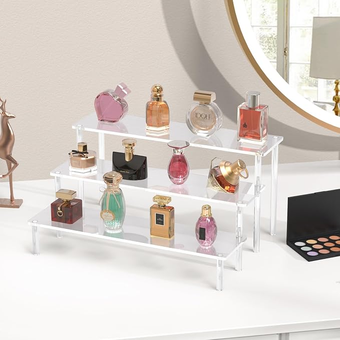 Acrylic Display Risers, 3 Tier Perfume Organizer Stand, Large Shelf Risers - Image 6