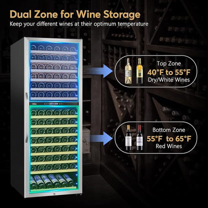24 Inch Wine Cooler Fridge Dual Zone, Professional Large Capacity High Wine - Image 2