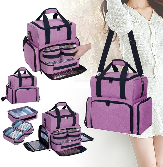 Large Makeup Cosmetic Bag with 3 Removable Case and 2 Removable Dividers Double - Image 8