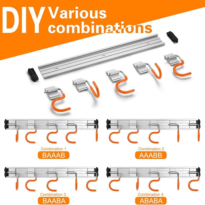 69'' Aluminum Alloy Garden Tool Organizer Wall Mount Garage Organizers and - Image 4