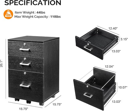 VINGLI 3-Drawer File Cabinet - Image 3