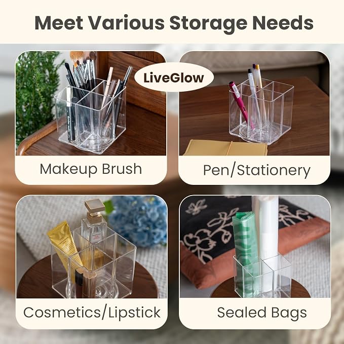 Clear Makeup Brush Holder, Acrylic Rotating 360°Makeup Brush Organizer - Image 4