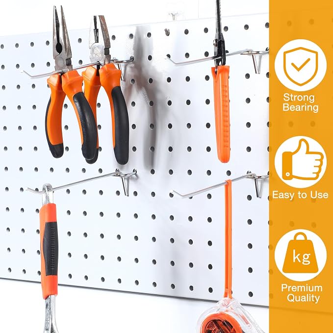 Funrous 100 Pack Peg Board Hooks Stainless Steel Pegboard Hooks Shelving - Image 5