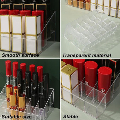 Lipstick Organizer 24 Slots Plastic Clear Cosmetic Display Holder - Image 3
