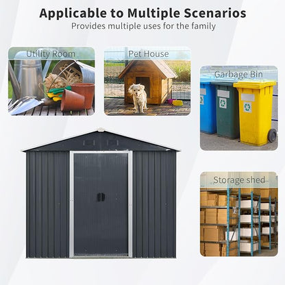 Outdoor Metal Storage Shed Window Ventilation Foundation Frame Waterproof - Image 7