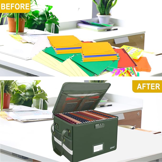 ENGPOW File Box with Lock, Fireproof Document Box with Zipper Lid, Collapsible - Image 7