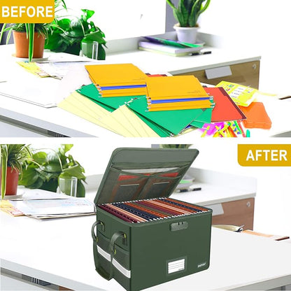 ENGPOW File Box with Lock, Fireproof Document Box with Zipper Lid, Collapsible - Image 7