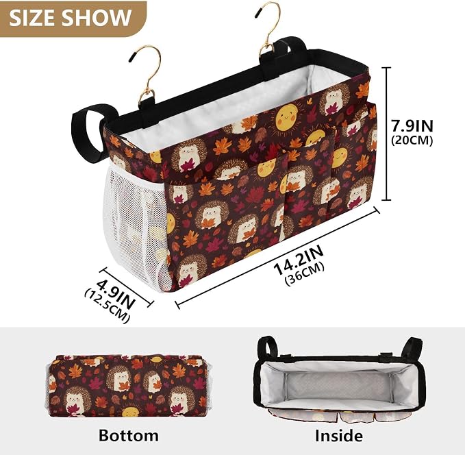 Autumn Leaves Sun Hedgehogs Brown Bedside Caddy - Image 4