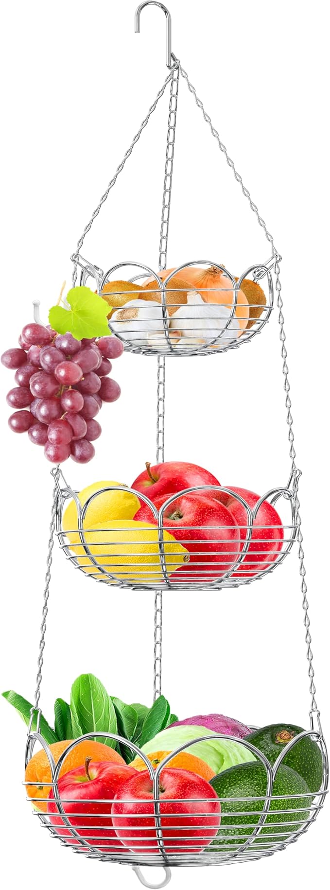 Simple Houseware Modern 3-Tier Hanging Fruit Basket by SimpleHouseware