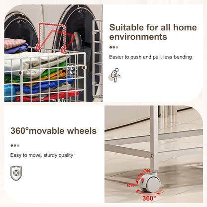 Wire Laundry Hamper Cart, 80L Laundry Hamper Trolley - Image 3