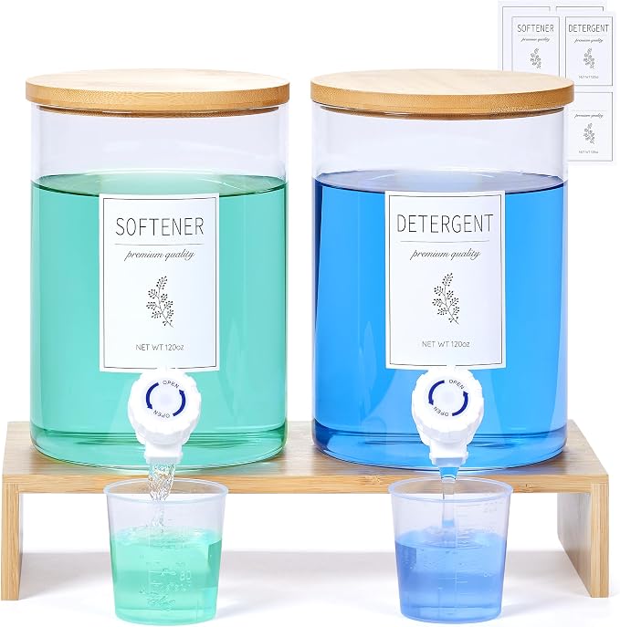Glass Laundry Detergent Dispenser - 120 Oz Liquid Detergent by KitHero