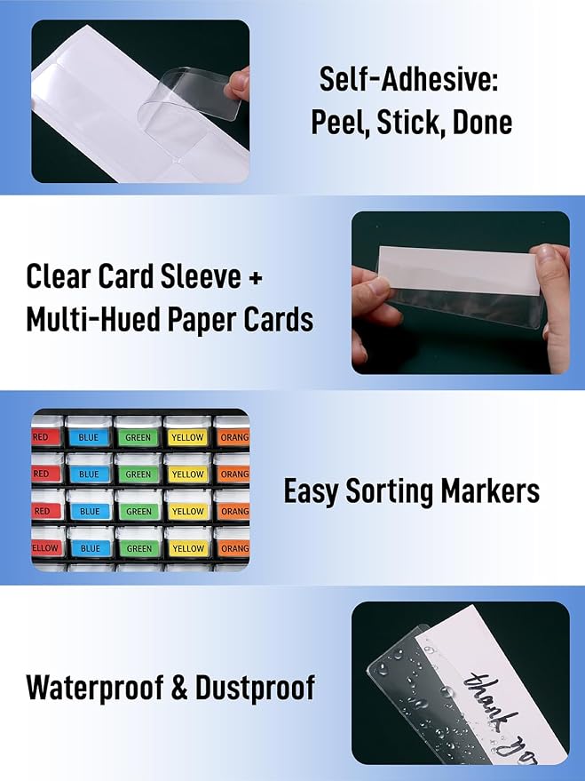 60-Pack Clear Plastic Self-Adhesive Label Holders - Image 4