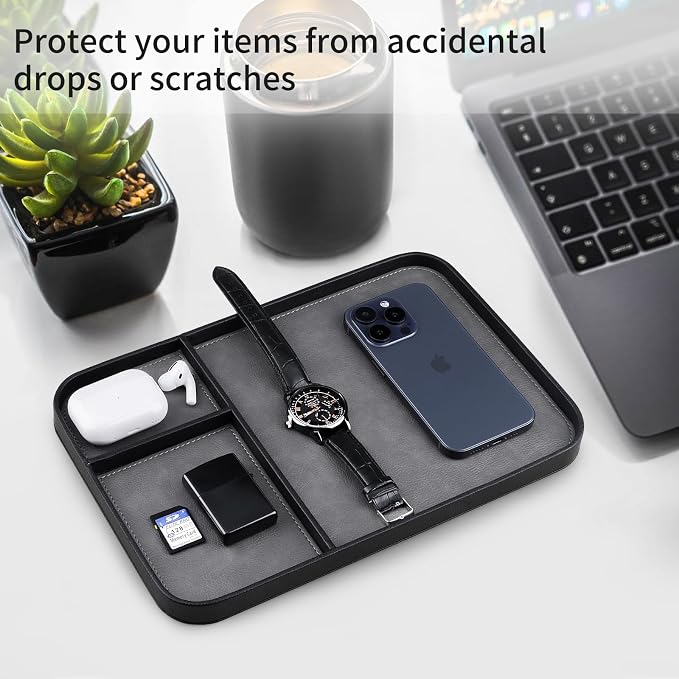 SENEN Leather Tray, Stylish and Organized Multifunctional Tray, - Image 3