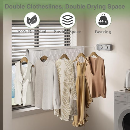 Danpoo Retractable Clothesline, Anti-Sag Adjustable Knob Heavy-Duty Clothes Line - Image 3