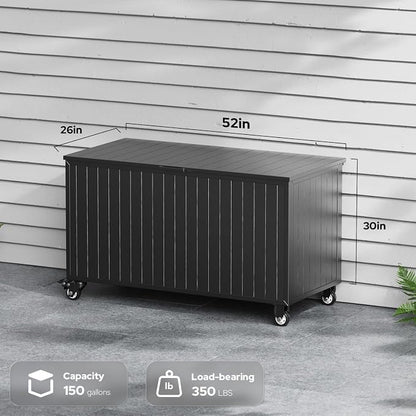Outdoor Storage Box with Wheels 150 Gallon, Metal Deck Boxes Waterproof - Image 6