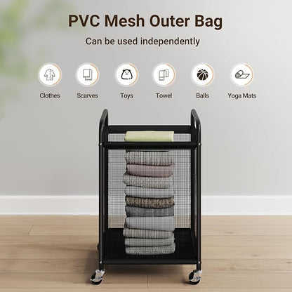 ELYKEN Laundry Basket with Wheels, 80L Rolling Laundry Hamper with Removable - Image 6