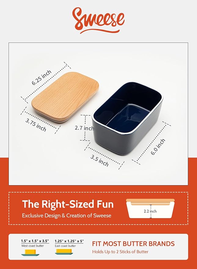 Sweese Large Butter Dish with Lid - Image 2