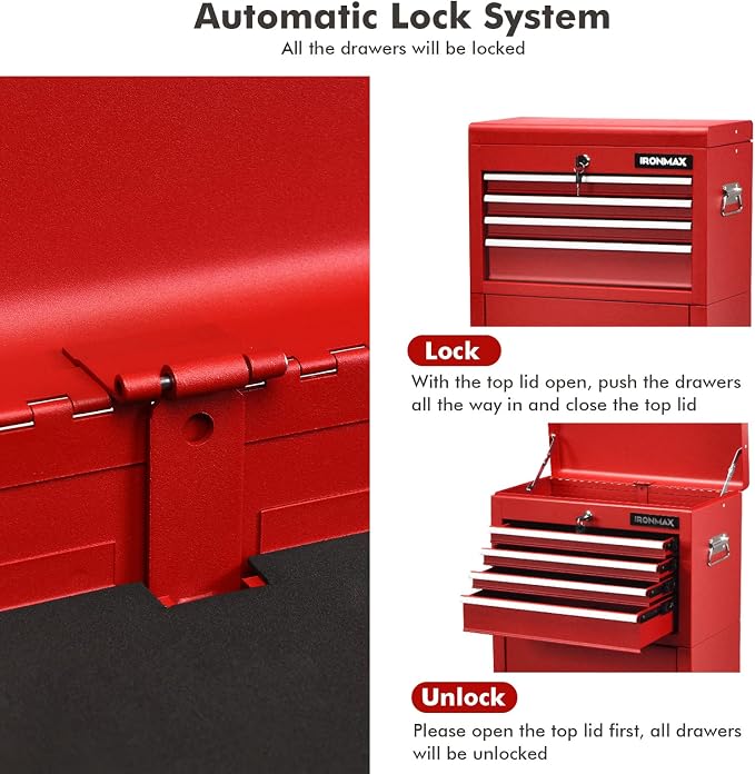 Goplus Tool Chest, 3-in-1 Rolling 6 Drawers Tool Cabinet - Image 5