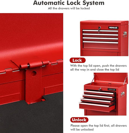 Goplus Tool Chest, 3-in-1 Rolling 6 Drawers Tool Cabinet - Image 5