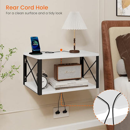 Homode Floating Night Stand, Modern Bedside Shelf Wall Mount, Wood Hanging - Image 3