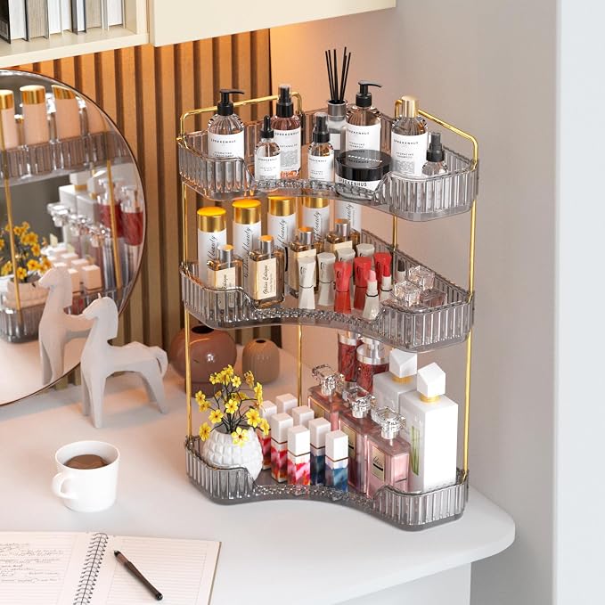 GTI 3-Tier Corner Bathroom Counter Organizer, Large Capacity Makeup Organizer - Image 7