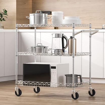 VEVOR Kitchen Utility Cart, 3 Tiers, Wire Rolling Table - Image 8