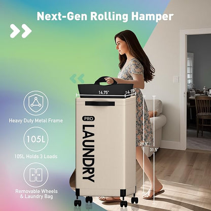 Caroeas Next-Gen 105L Matel Frame Laundry Basket - Image 2