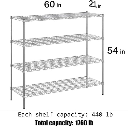 21" Deep x 60" Wide x 54" Height Wire Shelving Kit | 4-Tier | NSF Commercial - Image 3