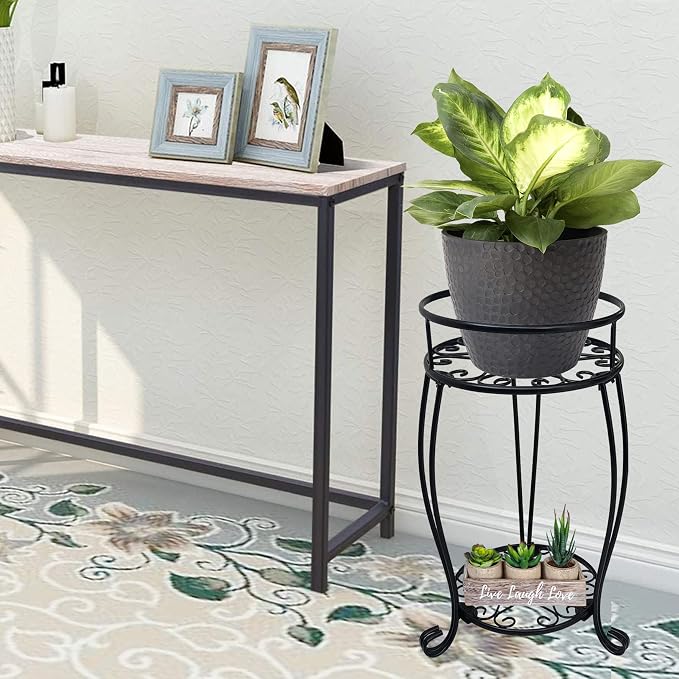 CASIMR 2 Tier Plant Stand, 19.2 inch Tall Metal Potted Holder Rack, Indoor - Image 2