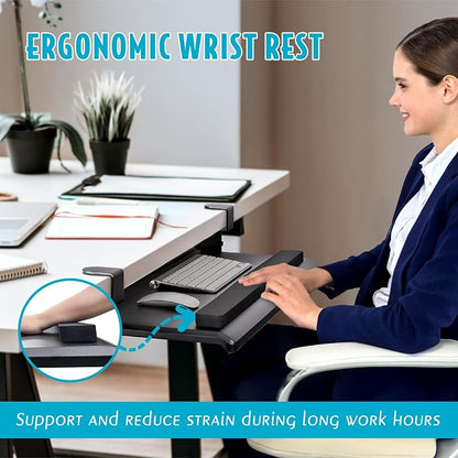 EHO Large Ergonomic C-Clamp Keyboard Tray Mount Under Desk - Image 4
