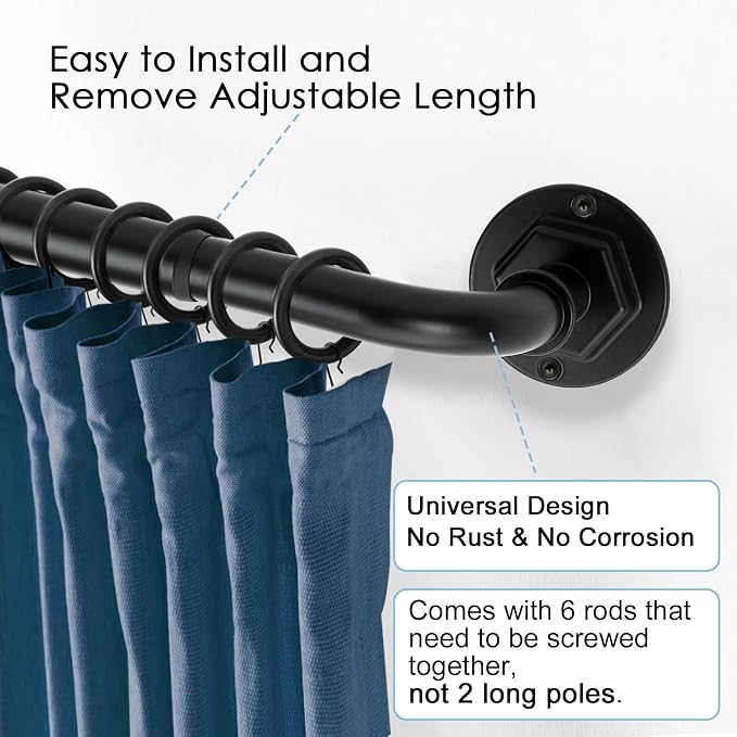 Byondeth Curtain Rods for Windows 16 to 88 Inches Adjustable Blackout Wrap - Image 2