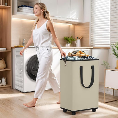 SpaceTrove Laundry Basket with Wheels, Collapsible Laundry Baskets, Laundry - Image 3