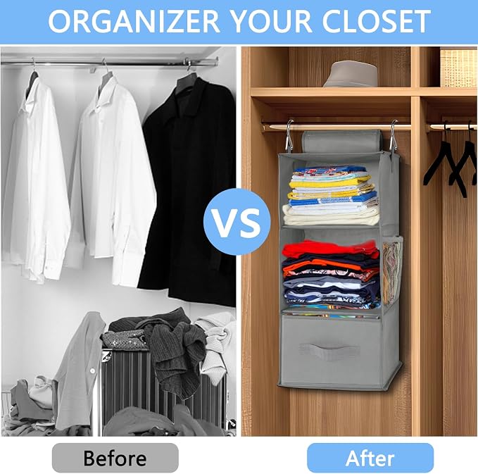 punemi 3-Shelf Hanging Closet Organizer, 2 Pack Closet Hanging Organizer - Image 6
