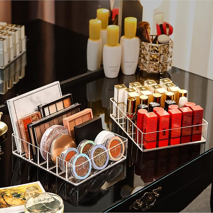 JessLab Makeup Organizer for Eyeshadow Palette and Lipstick, 7-Section Acrylic - Image 7