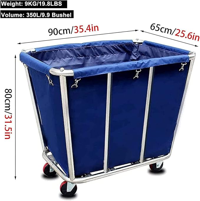 Laundry Cart Commercial, 10 Bushel Large Industrial Rolling Laundry Hamper - Image 2