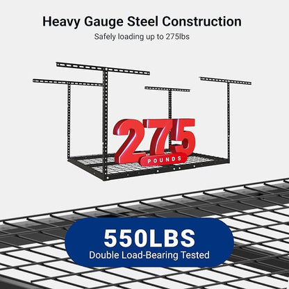 FLEXIMOUNTS 3x4FT Garage Storage Rack Overhead, Adjustable Ceiling Storage Racks - Image 4