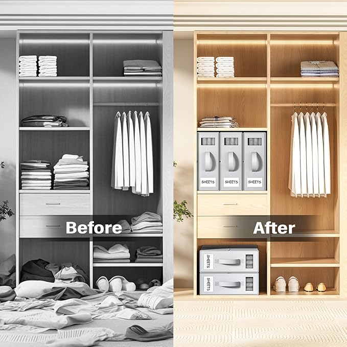 Bed Sheet Organizers and Storage, Foldable Fabric Storage Bins - Image 3