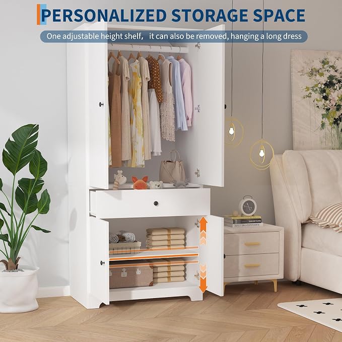 71" Armoire Wardrobe Closet, Bedroom Armoire Clothing Storage Cabinet | 1 - Image 7