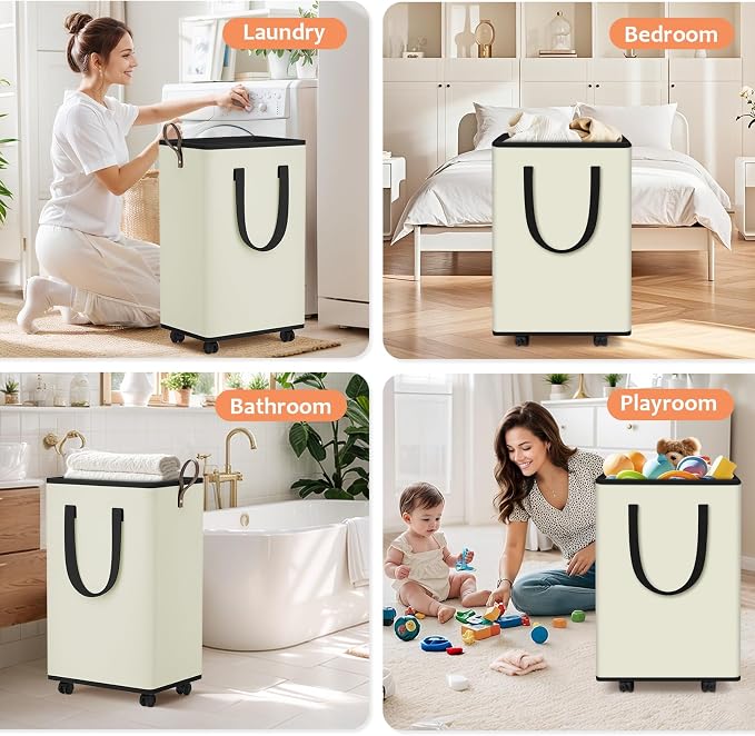 SpaceTrove Laundry Basket with Wheels, Collapsible Laundry Baskets, Laundry - Image 7