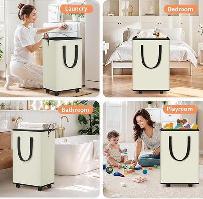SpaceTrove Laundry Basket with Wheels, Collapsible Laundry Baskets, Laundry - Image 7