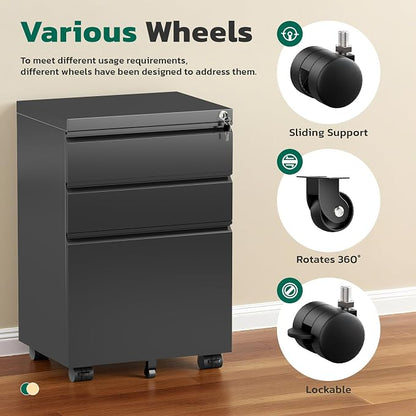 Greenvelly 3 Drawer Mobile File Cabinet - Image 6