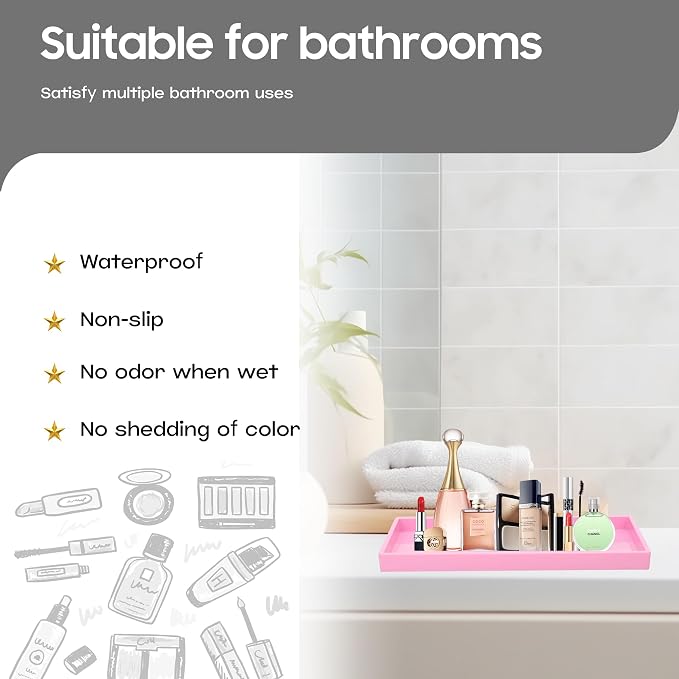 Vanity and Bathroom Tray, Waterproof Vanity Tray - Image 2